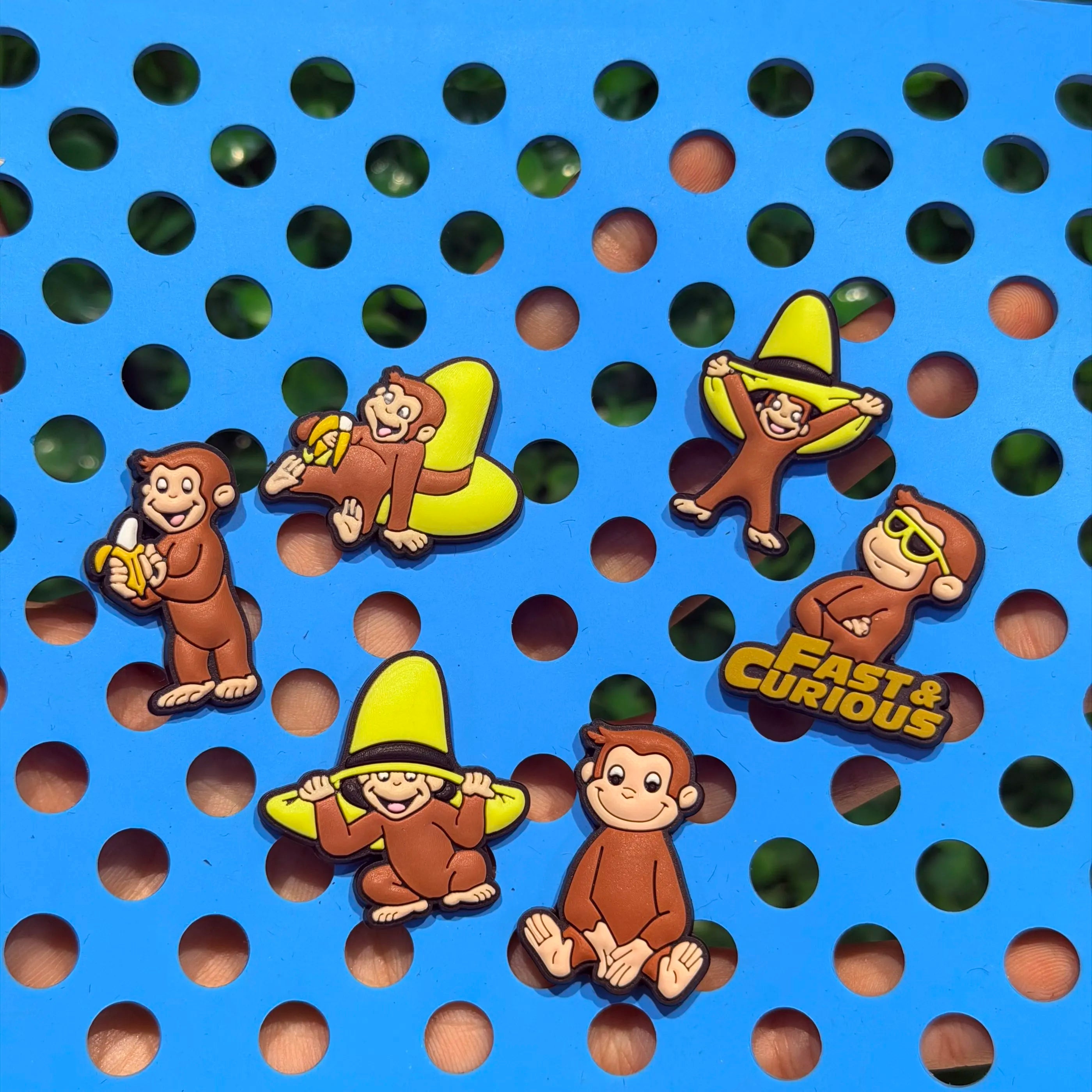 6-100pcs Cartoon Curious George Shoe Buckle Sandals DIY Accessories PVC Shoes Charms Clogs Pins Decor Kids Party Gift
