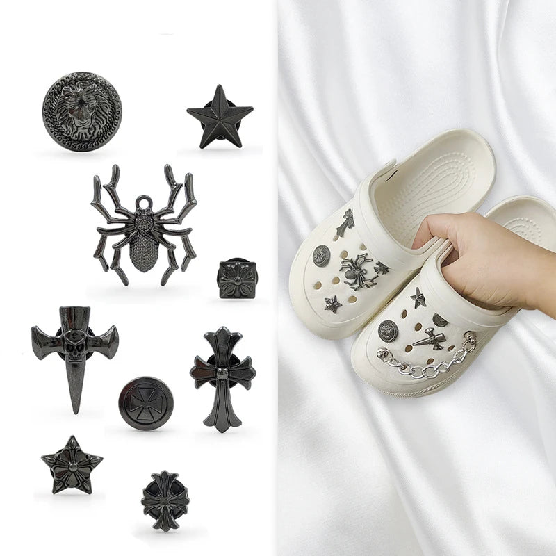 metal skull spider sword scorpion shoe buckles charms accessories decorations for bag sneaker wristbands DIY kids party gift